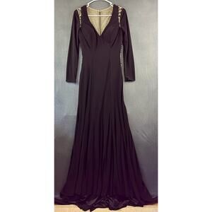 Tony Bowls Evening Gown Womens 6 Studded Rhinestone Mesh Back Gothy Witchy Fairy